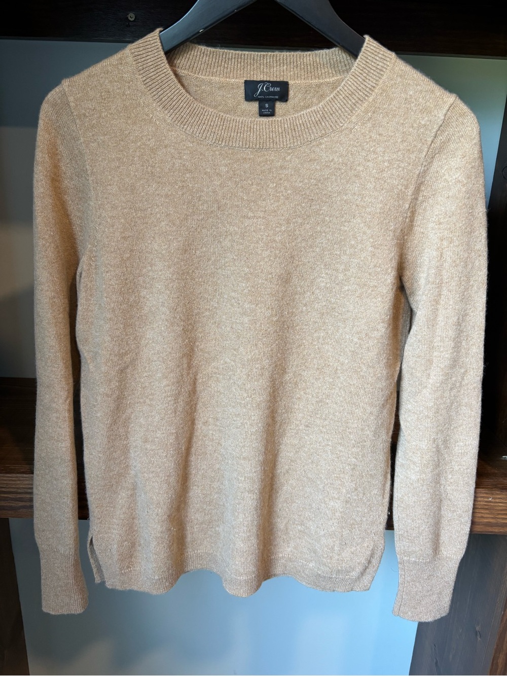 J. Crew Classic Cashmere Crewneck Sweater in Camel